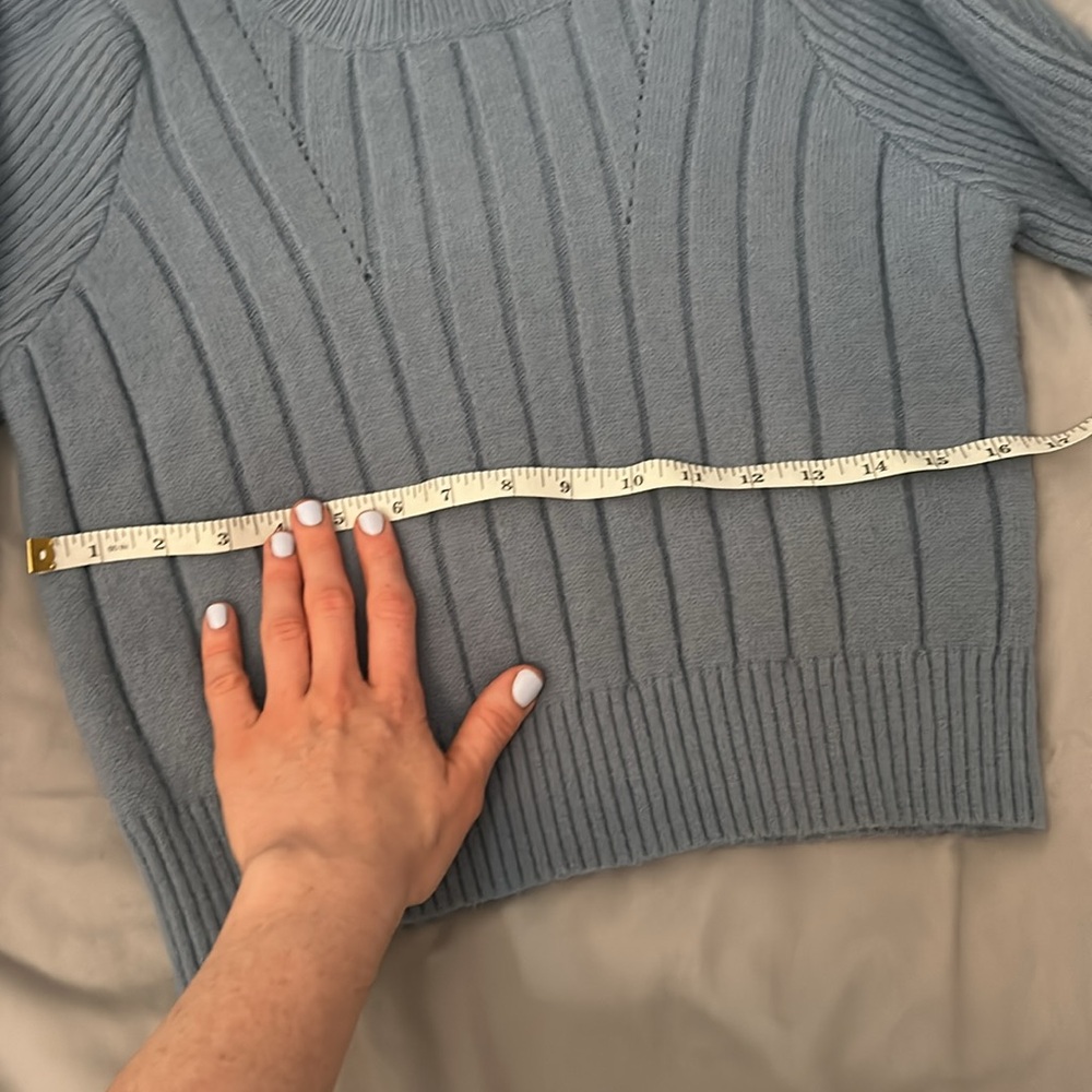 Blue Ribbed Women's Sweater - Picture 8 of 8
